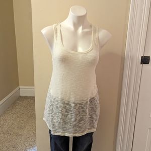 Fang Glam sheer white tank top with cross cross back straps size M